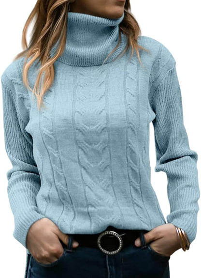 Stylish Women's Cable Turtleneck Jumper