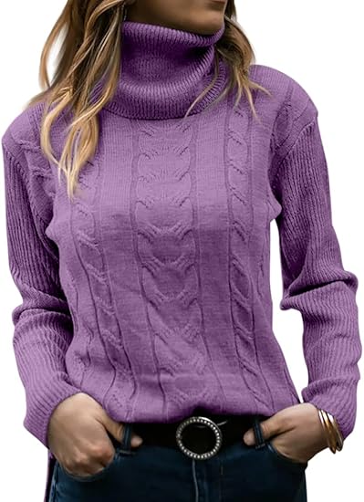 Stylish Women's Cable Turtleneck Jumper