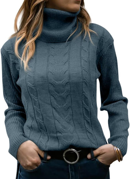 Stylish Women's Cable Turtleneck Jumper