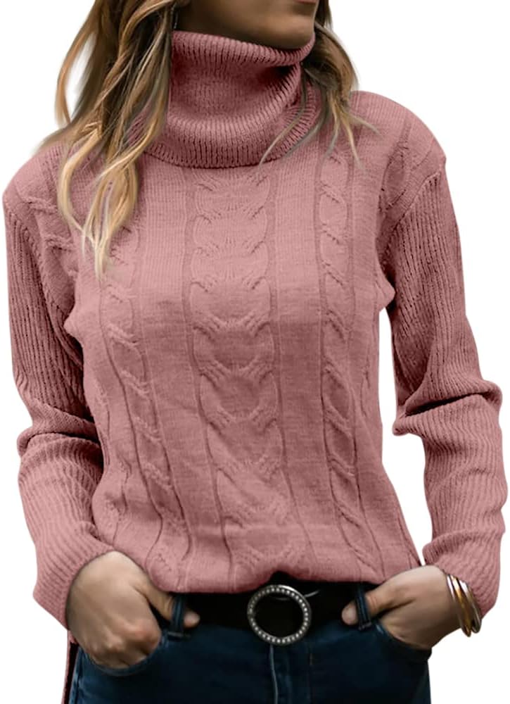 Stylish Women's Cable Turtleneck Jumper