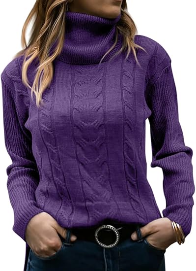 Stylish Women's Cable Turtleneck Jumper