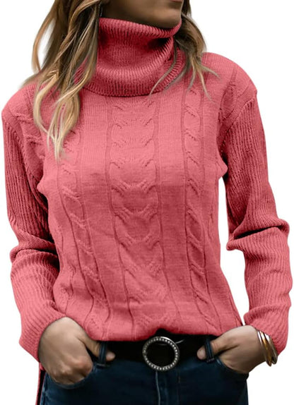 Stylish Women's Cable Turtleneck Jumper
