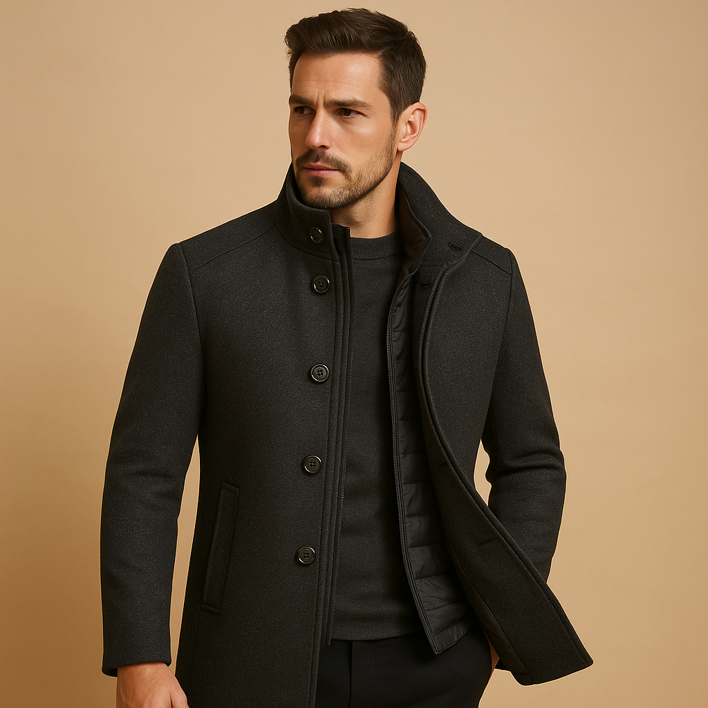 Classic Mens Long Coat - Warm and Stylish