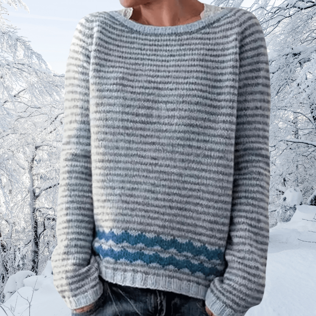 Warm Striped Knit Winter Sweater - OutfitLondon