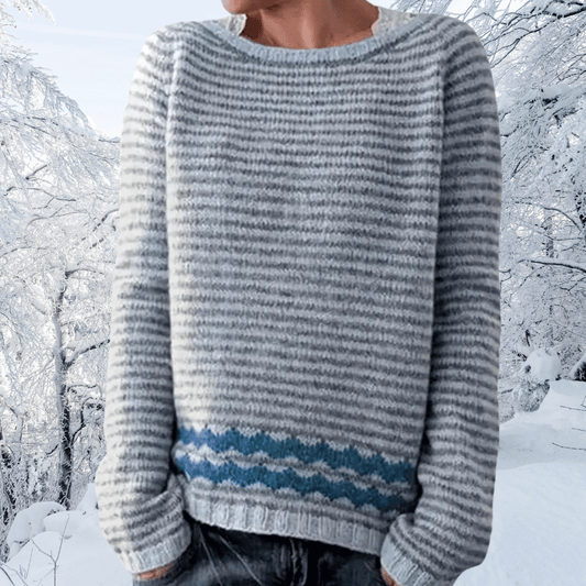 Warm Striped Knit Winter Sweater - OutfitLondon