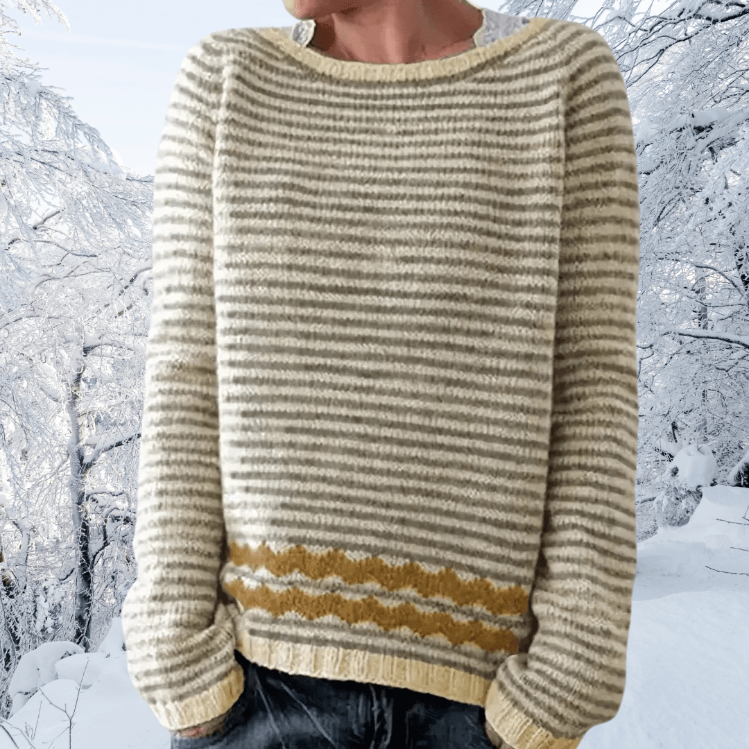 Warm Striped Knit Winter Sweater