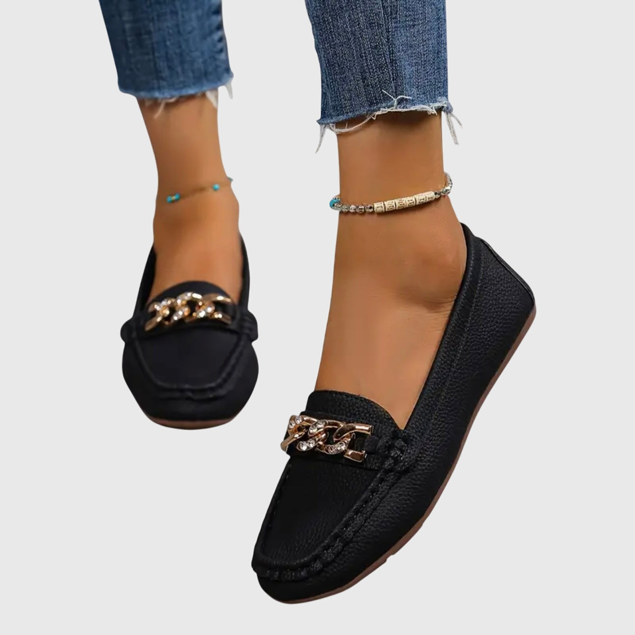 Elegant Chain Accent Slip On Shoes