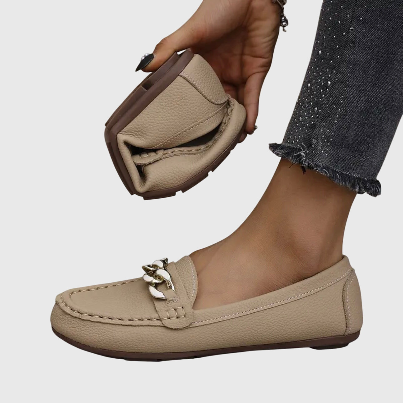 Elegant Chain Accent Slip On Shoes
