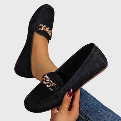 Elegant Chain Accent Slip On Shoes