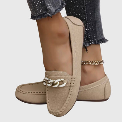 Elegant Chain Accent Slip On Shoes