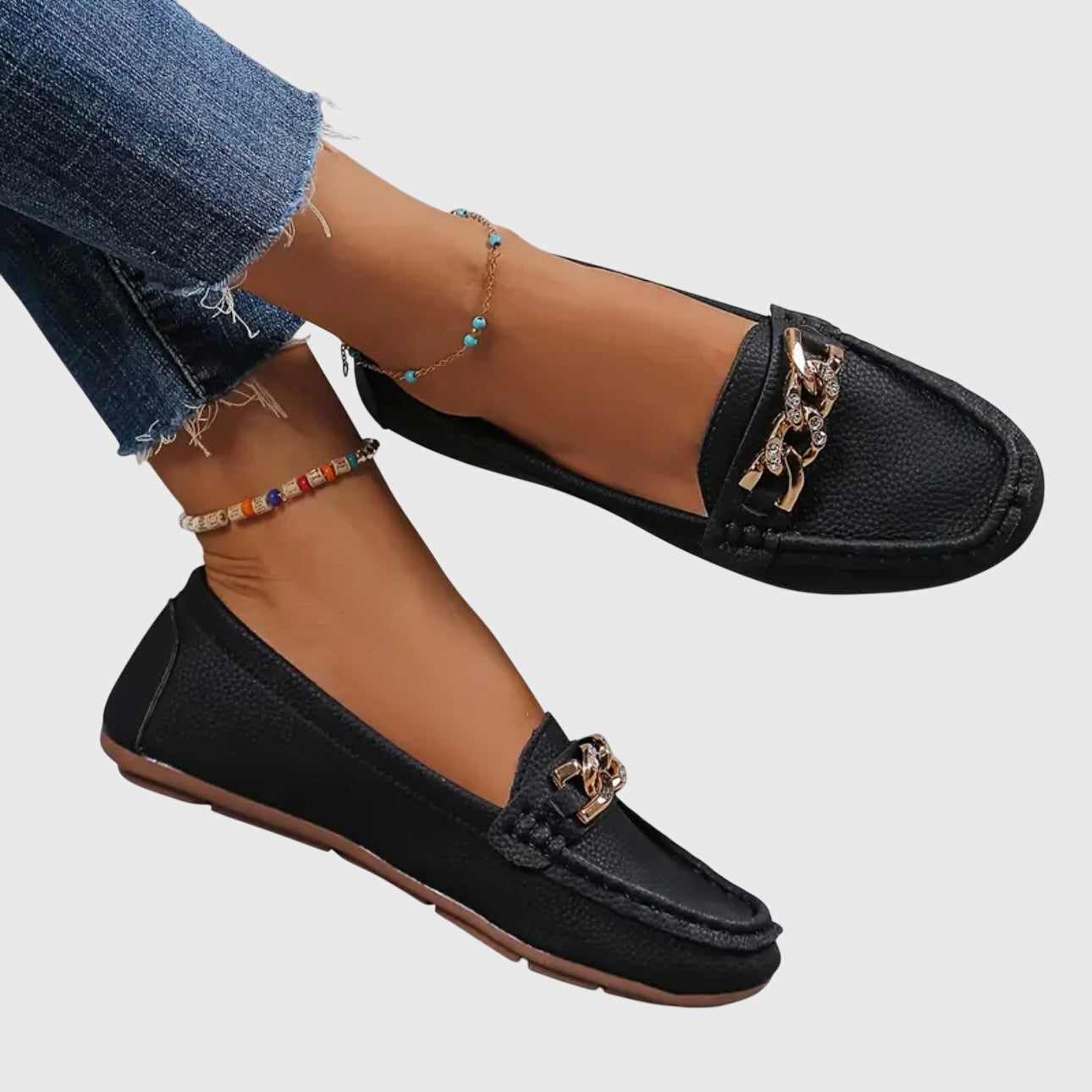 Elegant Chain Accent Slip On Shoes