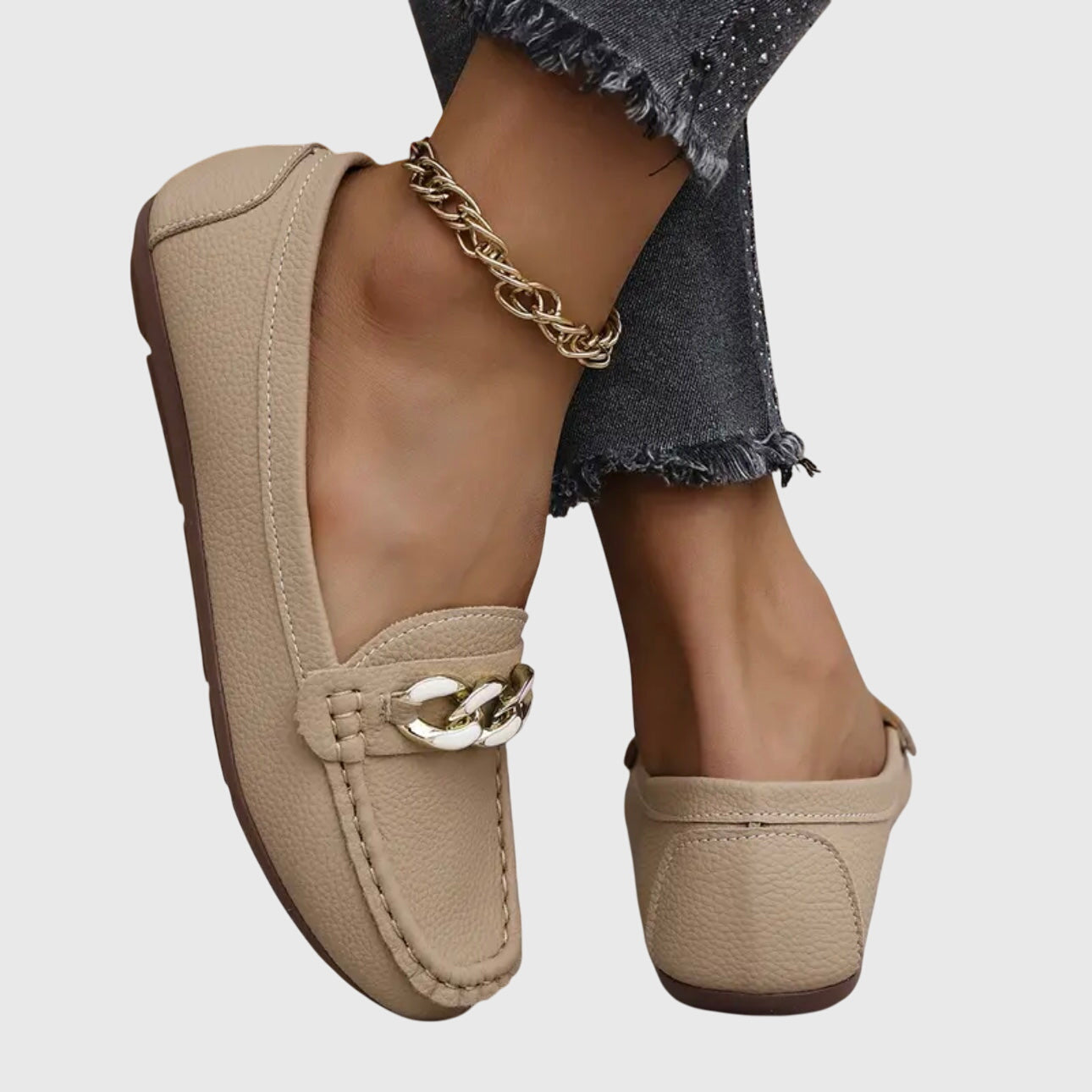 Elegant Chain Accent Slip On Shoes