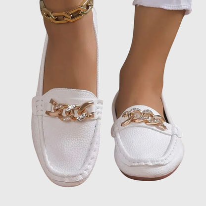 Elegant Chain Accent Slip On Shoes