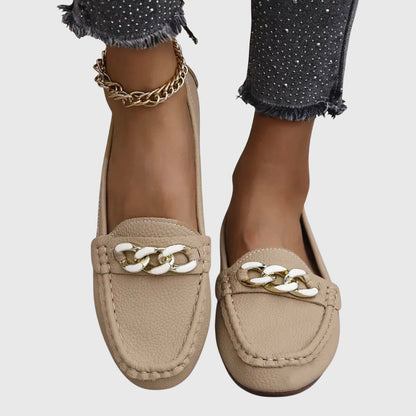 Elegant Chain Accent Slip On Shoes
