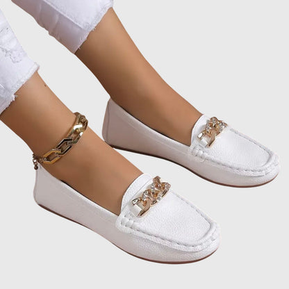 Elegant Chain Accent Slip On Shoes