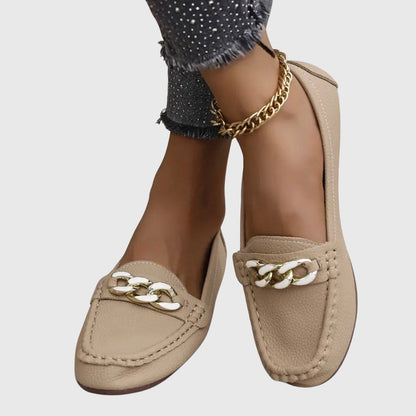 Elegant Chain Accent Slip On Shoes