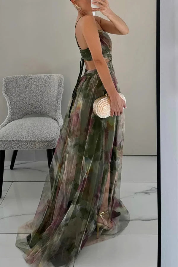 Elegant Long Sleeve Maxi Dress with Ruffled Details