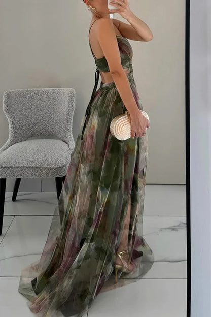 Elegant Long Sleeve Maxi Dress with Ruffled Details