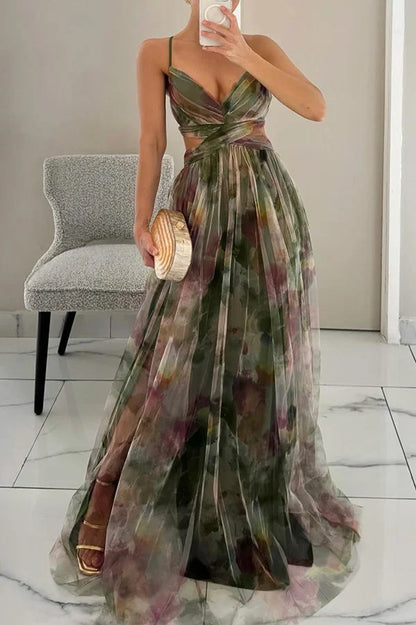 Elegant Long Sleeve Maxi Dress with Ruffled Details