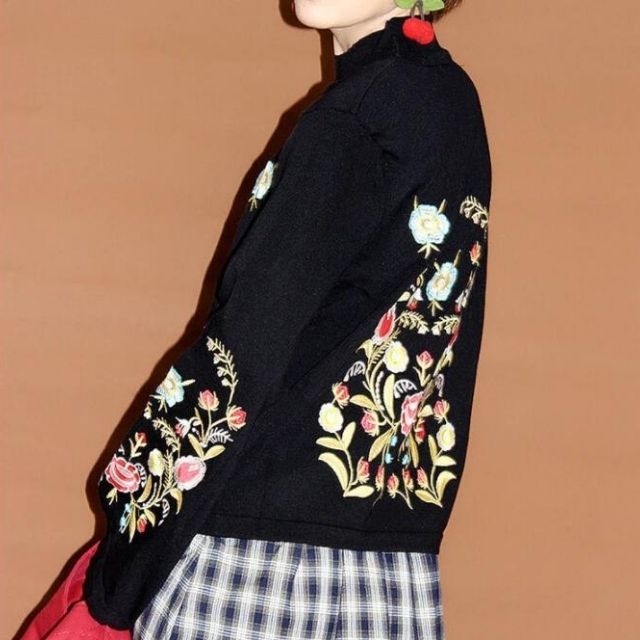 Colorful Floral Knit Sweater