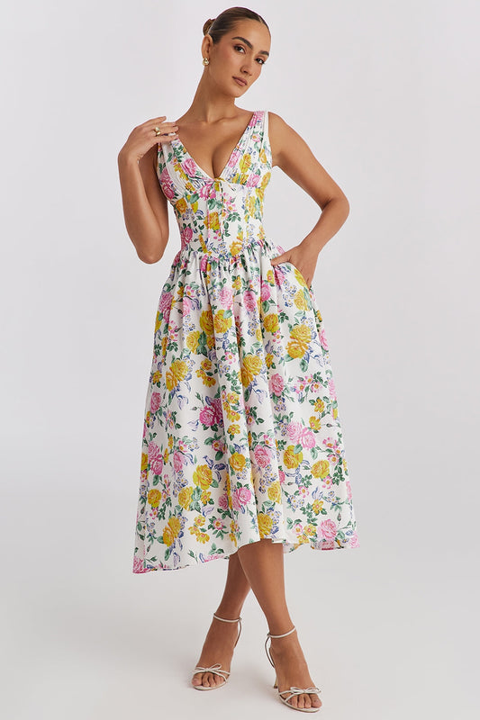 Vibrant Floral Women's Sundress - OutfitLondon