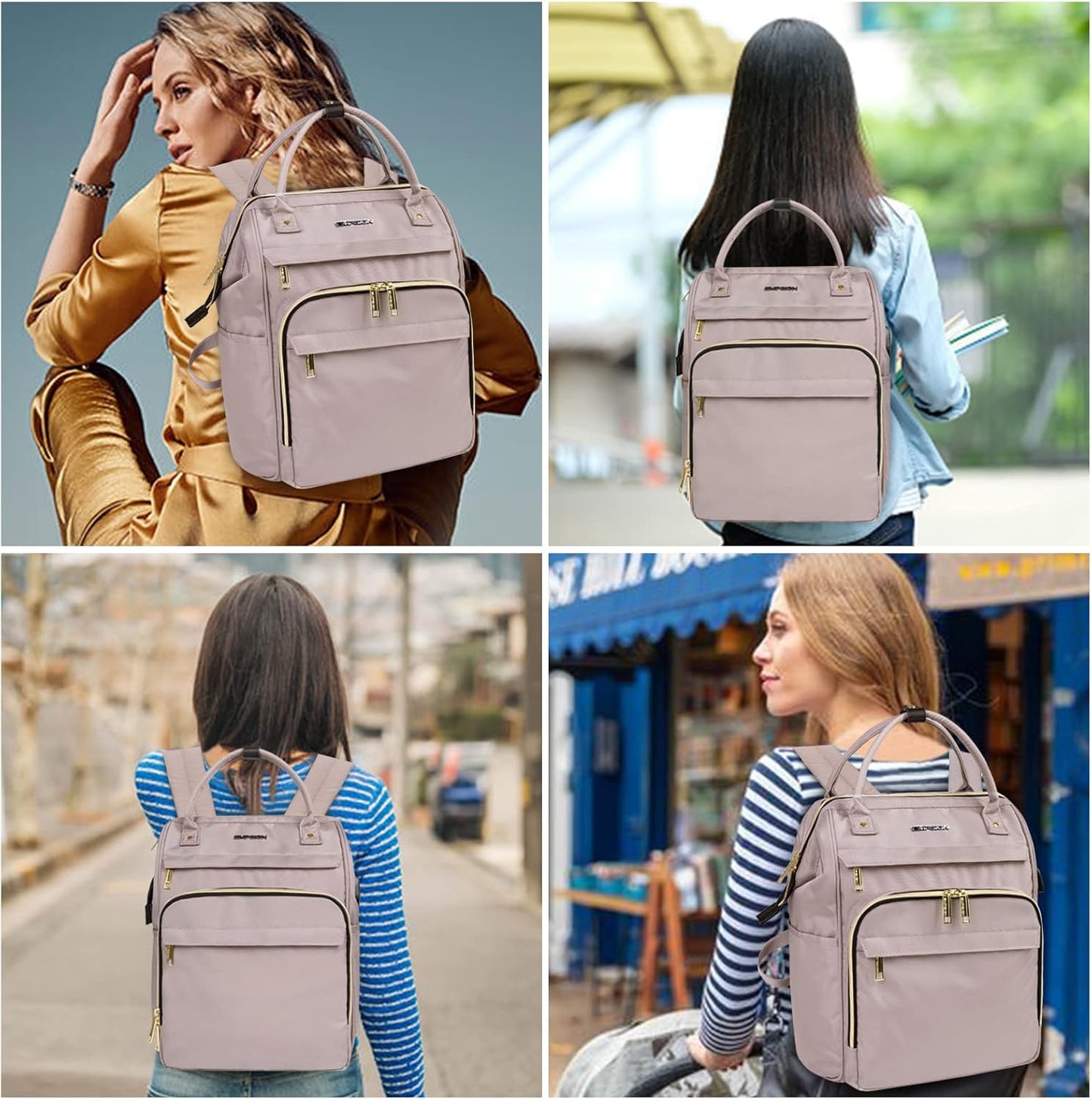 Waterproof Expandable Laptop Bag with Anti-Theft USB Pocket