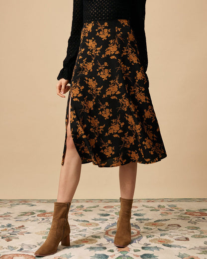 Elegant Floral High Waisted Maxi Skirt - OutfitLondon