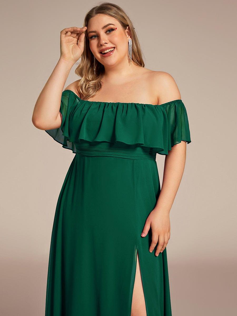 Estelle | Off-Shoulder Ruffle Bridesmaid Dress with Thigh Split