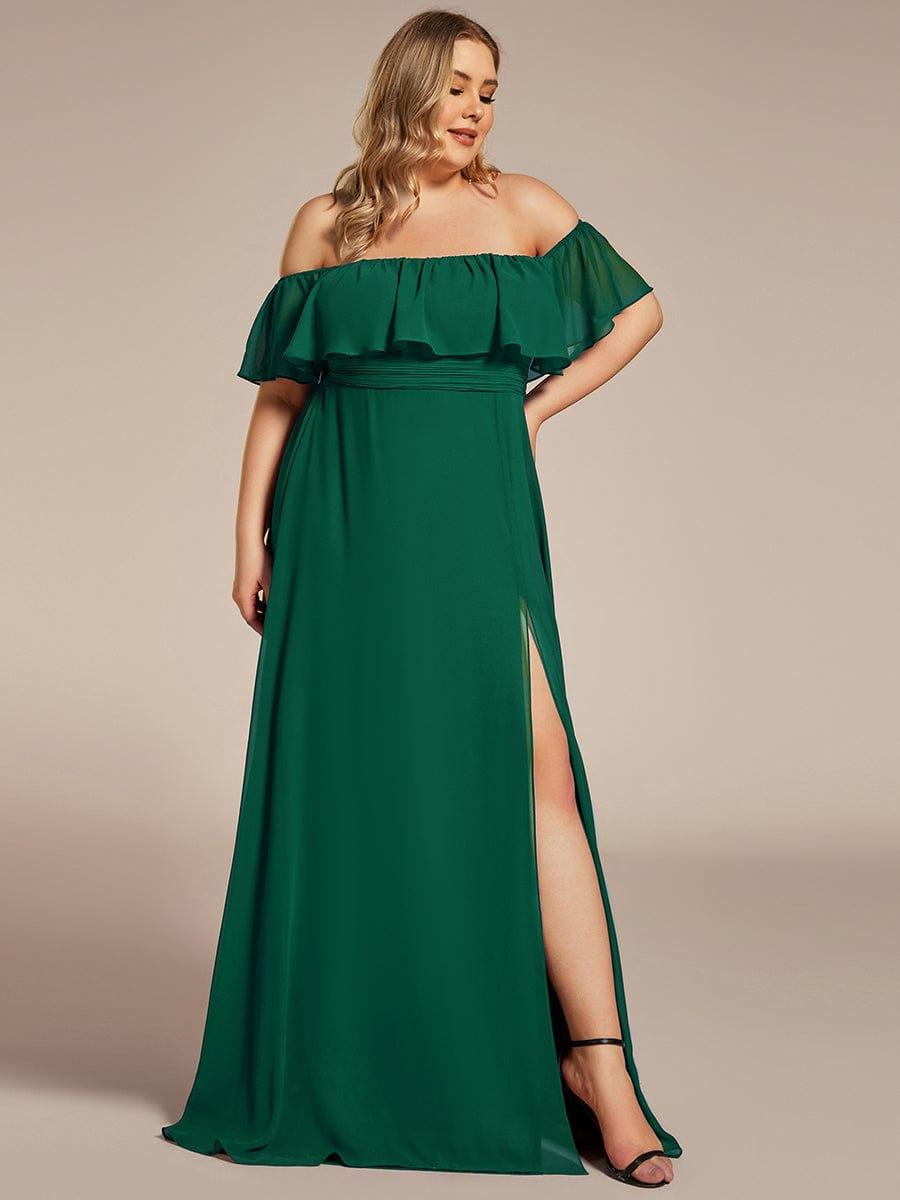 Estelle | Off-Shoulder Ruffle Bridesmaid Dress with Thigh Split