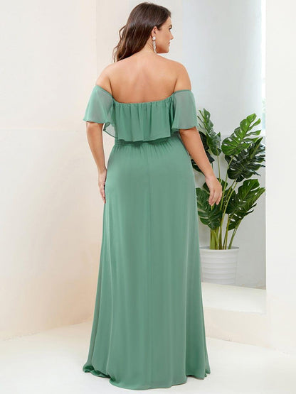 Estelle | Off-Shoulder Ruffle Bridesmaid Dress with Thigh Split