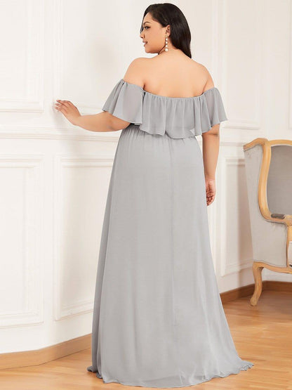 Estelle | Off-Shoulder Ruffle Bridesmaid Dress with Thigh Split