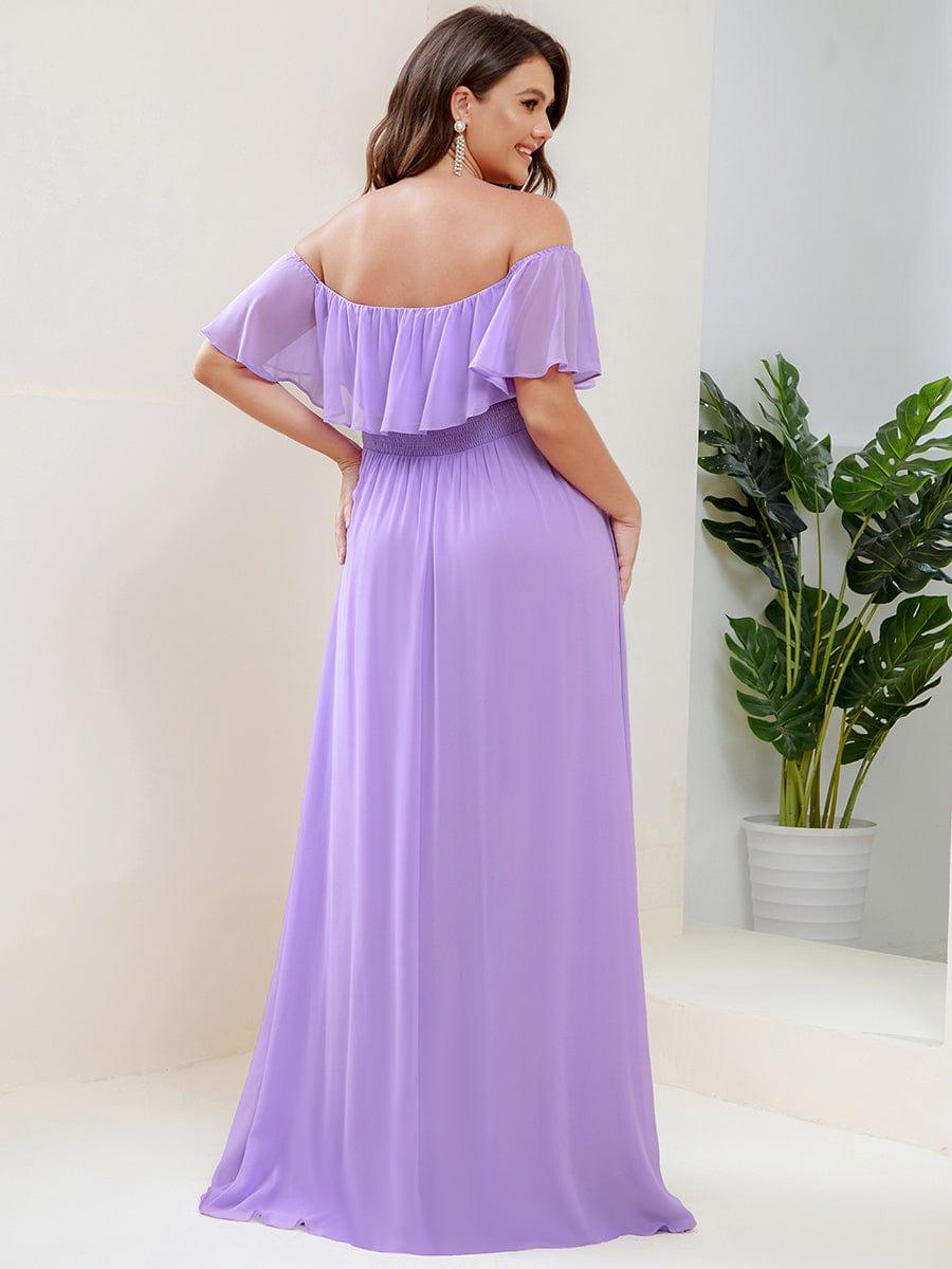 Estelle | Off-Shoulder Ruffle Bridesmaid Dress with Thigh Split