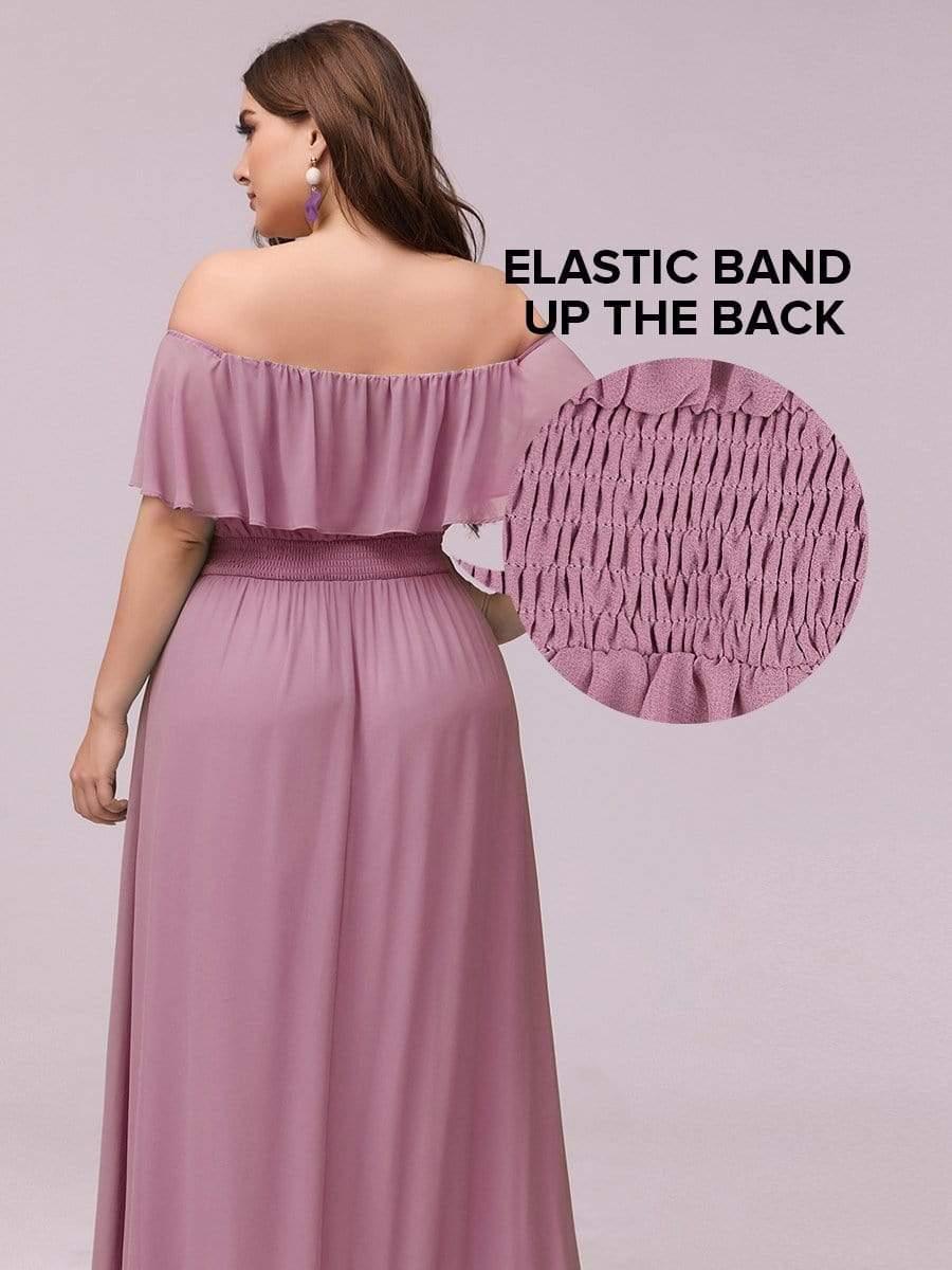 Estelle | Off-Shoulder Ruffle Bridesmaid Dress with Thigh Split