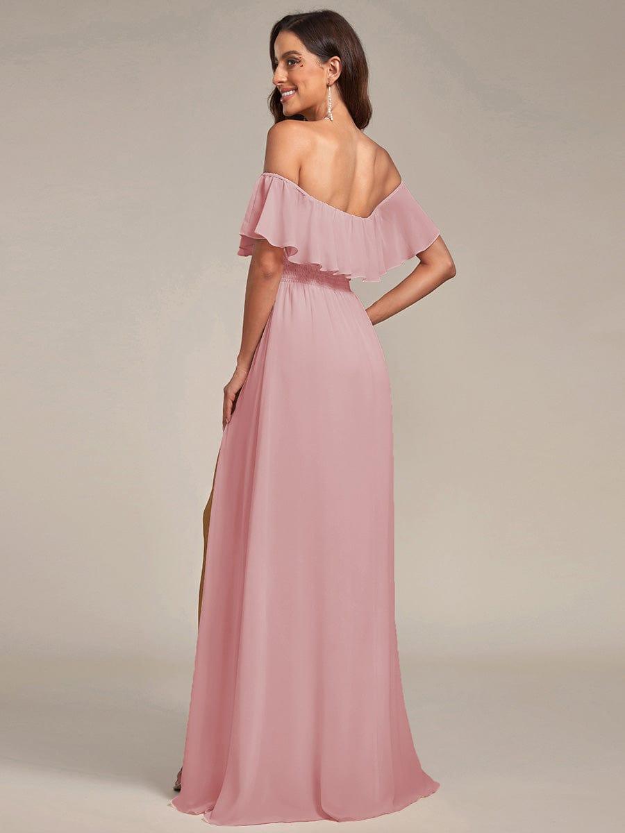 Estelle | Off-Shoulder Ruffle Bridesmaid Dress with Thigh Split