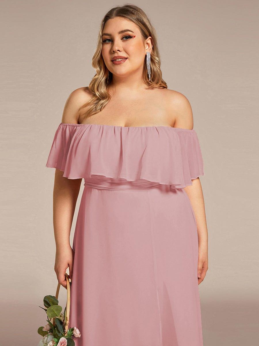 Estelle | Off-Shoulder Ruffle Bridesmaid Dress with Thigh Split
