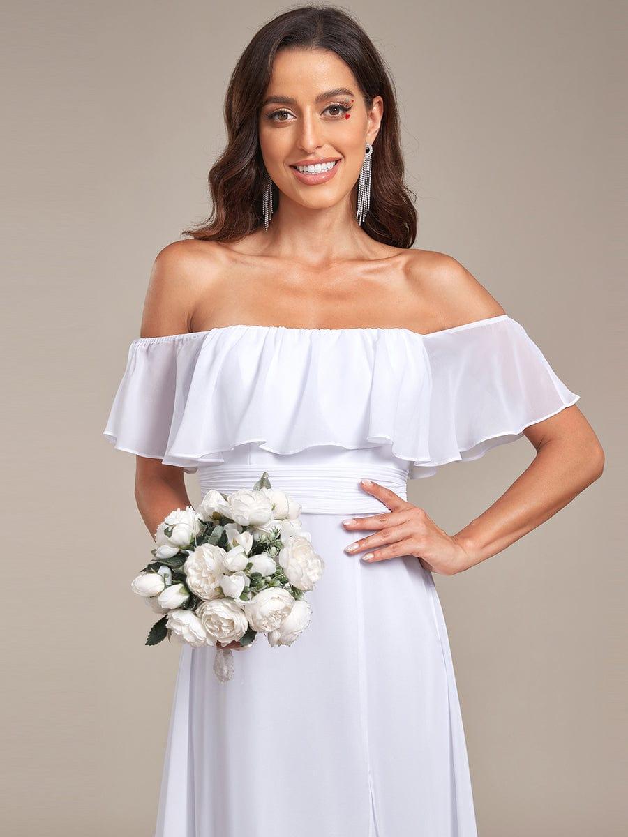 Estelle | Off-Shoulder Ruffle Bridesmaid Dress with Thigh Split