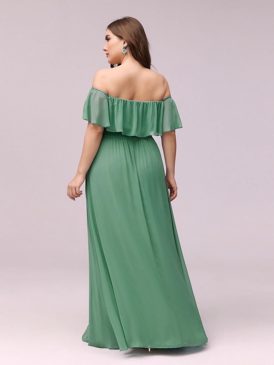 Estelle | Off-Shoulder Ruffle Bridesmaid Dress with Thigh Split
