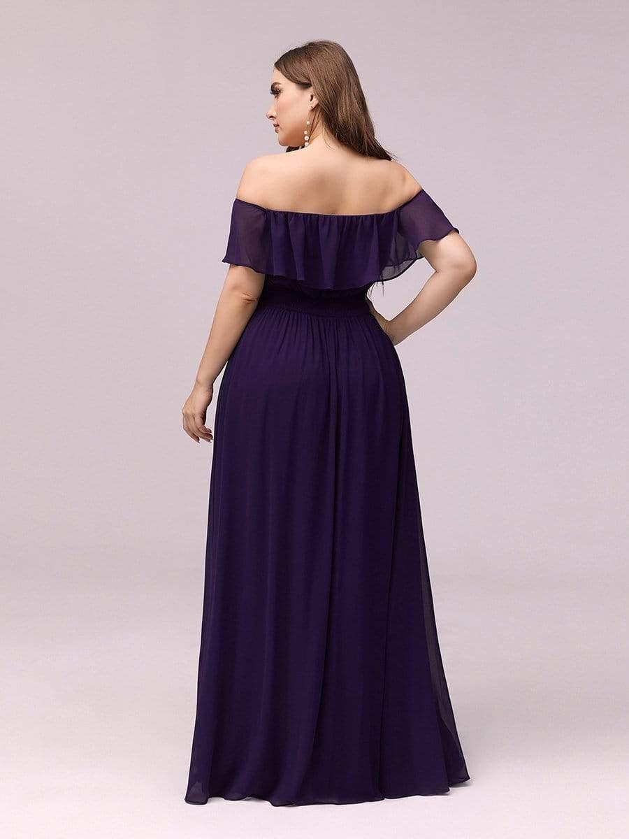 Estelle | Off-Shoulder Ruffle Bridesmaid Dress with Thigh Split