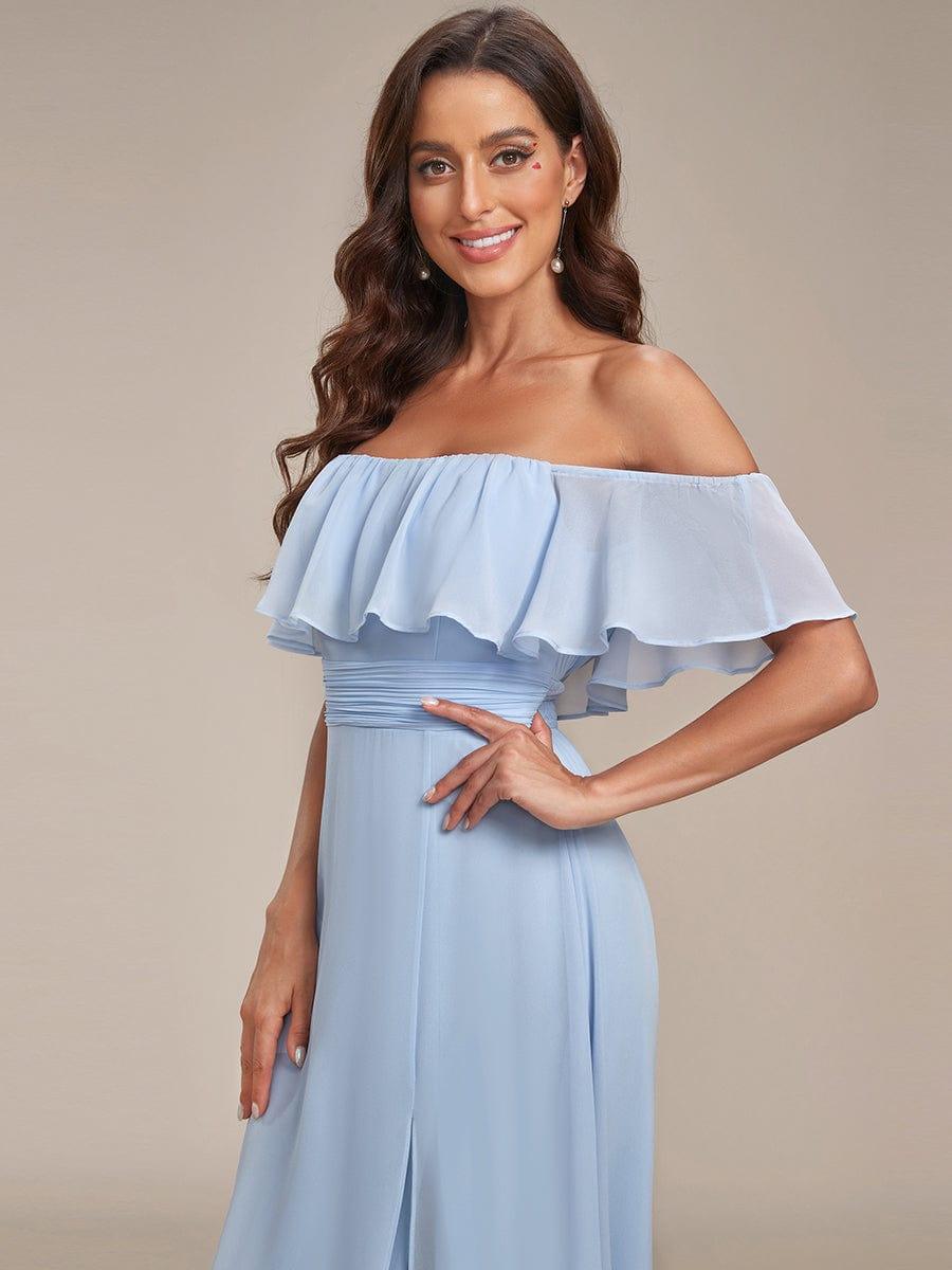 Estelle | Off-Shoulder Ruffle Bridesmaid Dress with Thigh Split