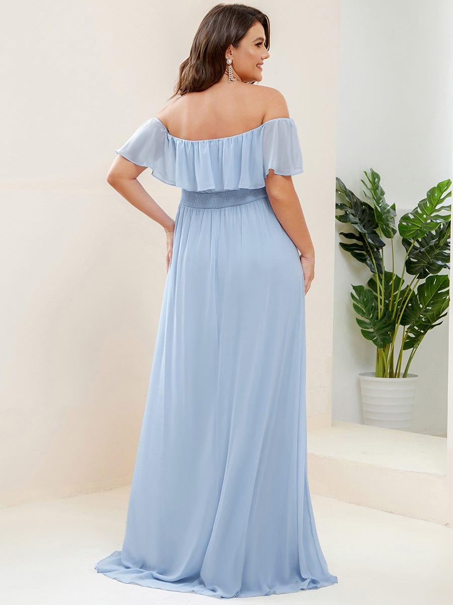 Estelle | Off-Shoulder Ruffle Bridesmaid Dress with Thigh Split
