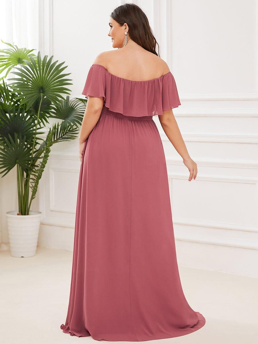 Estelle | Off-Shoulder Ruffle Bridesmaid Dress with Thigh Split