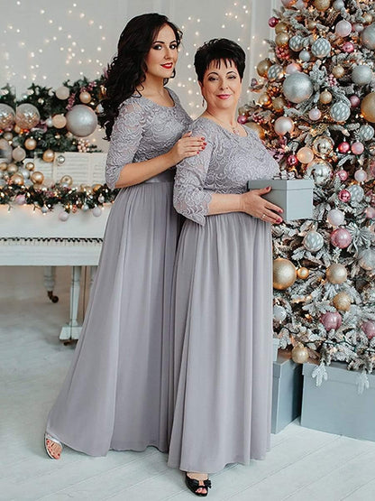 Eva | Ruched Waist A-Line Lace Mother of the Bride Outfits