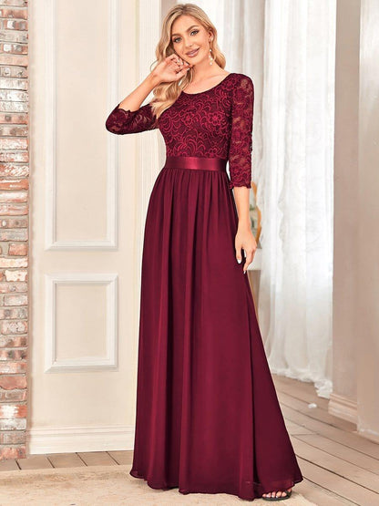 Eva | Ruched Waist A-Line Lace Mother of the Bride Outfits