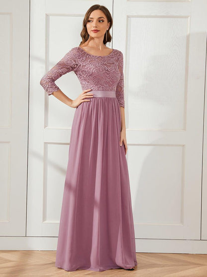 Eva | Ruched Waist A-Line Lace Mother of the Bride Outfits