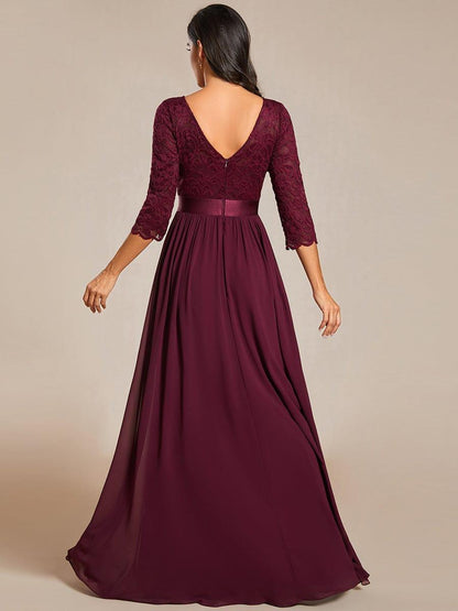 Eva | Ruched Waist A-Line Lace Mother of the Bride Outfits