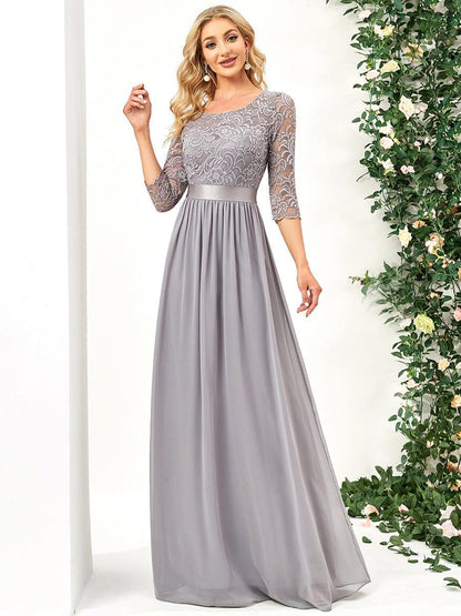 Eva | Ruched Waist A-Line Lace Mother of the Bride Outfits
