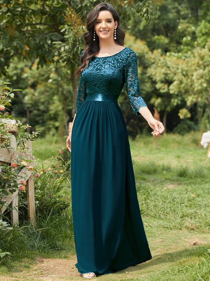 Eva | Ruched Waist A-Line Lace Mother of the Bride Outfits