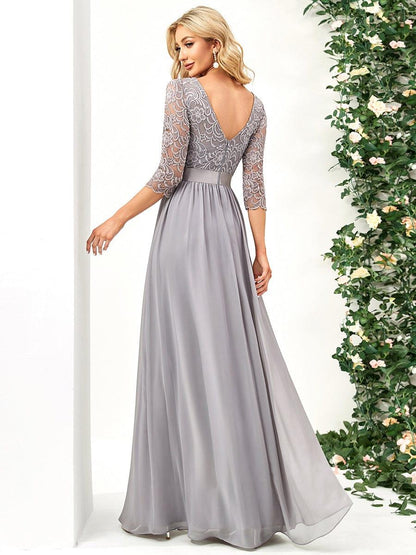 Eva | Ruched Waist A-Line Lace Mother of the Bride Outfits
