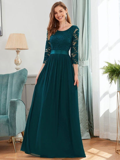 Eva | Ruched Waist A-Line Lace Mother of the Bride Outfits