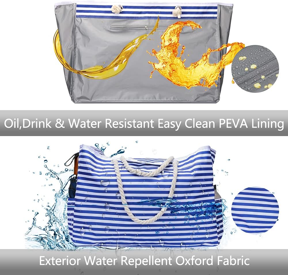 Big Durable Beach Bag with Free Travel Pouch